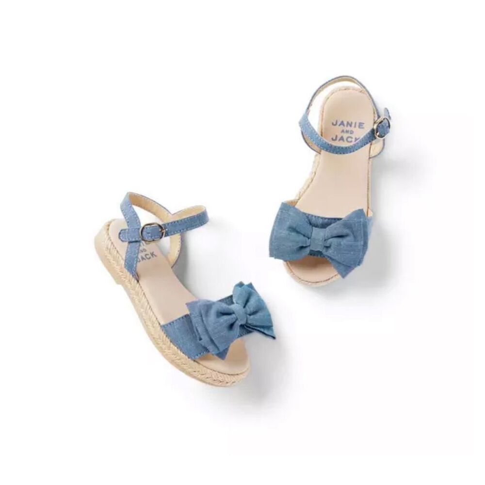 Janie & Jack Chambray Bow Espadrille Blue Size 4K